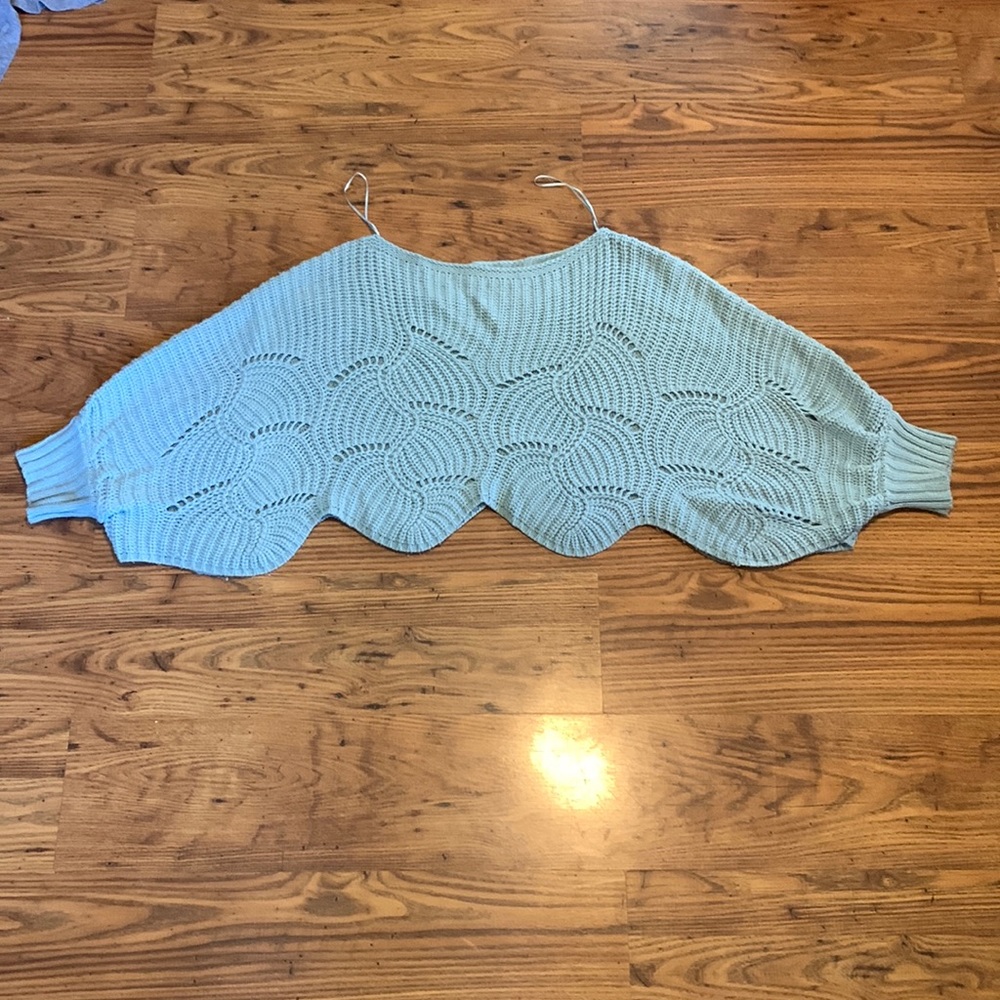 Moon & Madison knit teal poncho sweater